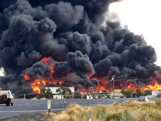 Crews battle fire at railroad tie yard in Hazen