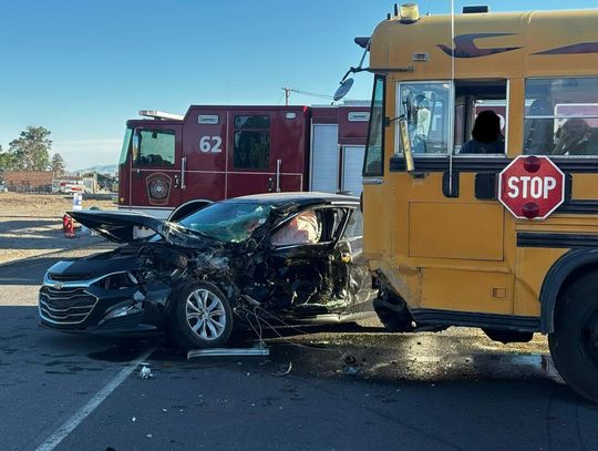 Driver injured in collision with school bus May 18