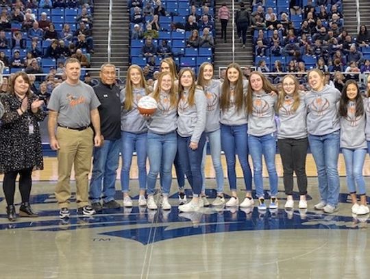 Fernley girls basketball team honored at Nevada basketball game