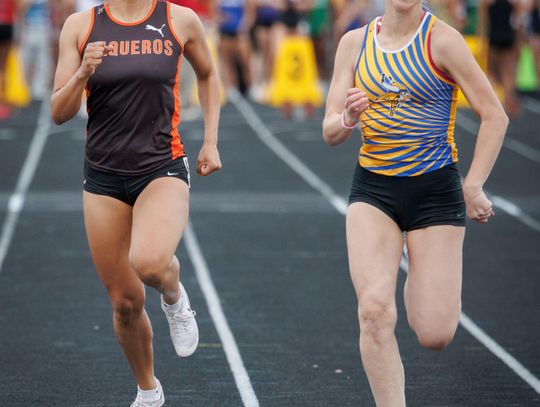 Fernley’s Justice Martell-Artiaga runs the 100 meters during last week’s meet at Reed. Photo by  Ron Perkins - Petersen, Esparza lead Fernley with event wins at Reed Invitational