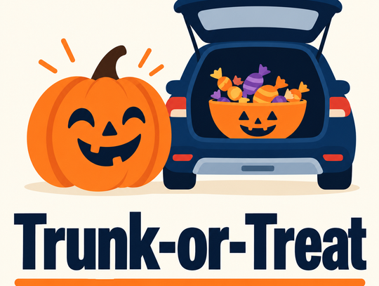 Trunk-or-Treat graphic with pumpkin and candy