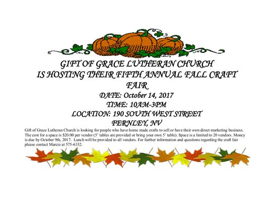 Gift of Grace seeking vendors for Fall Craft Fair