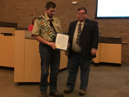 Mayor issues proclamation honoring Eagle Scout