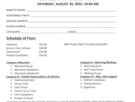 Parade entries needed for Lyon County Fair