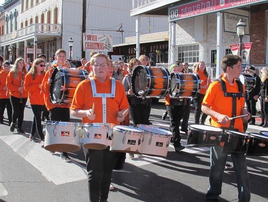 Photos: Silverland Middle School band and Fernley Girl Scouts in Virginia City Veterans Day Parade
