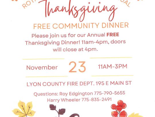 Rotary Club hosting free community Thanksgiving dinner at fire station