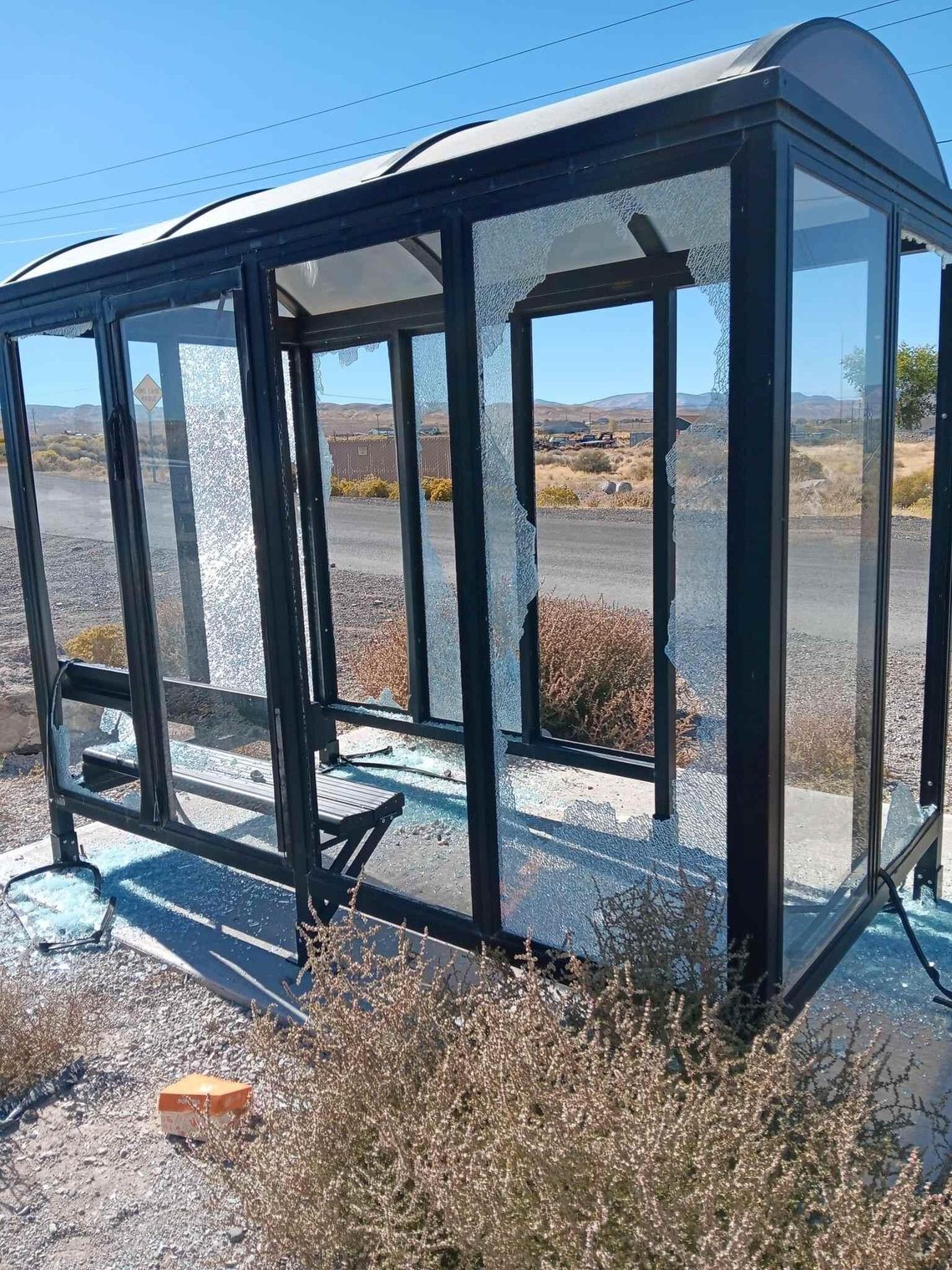 Bus stop shelter vandalized