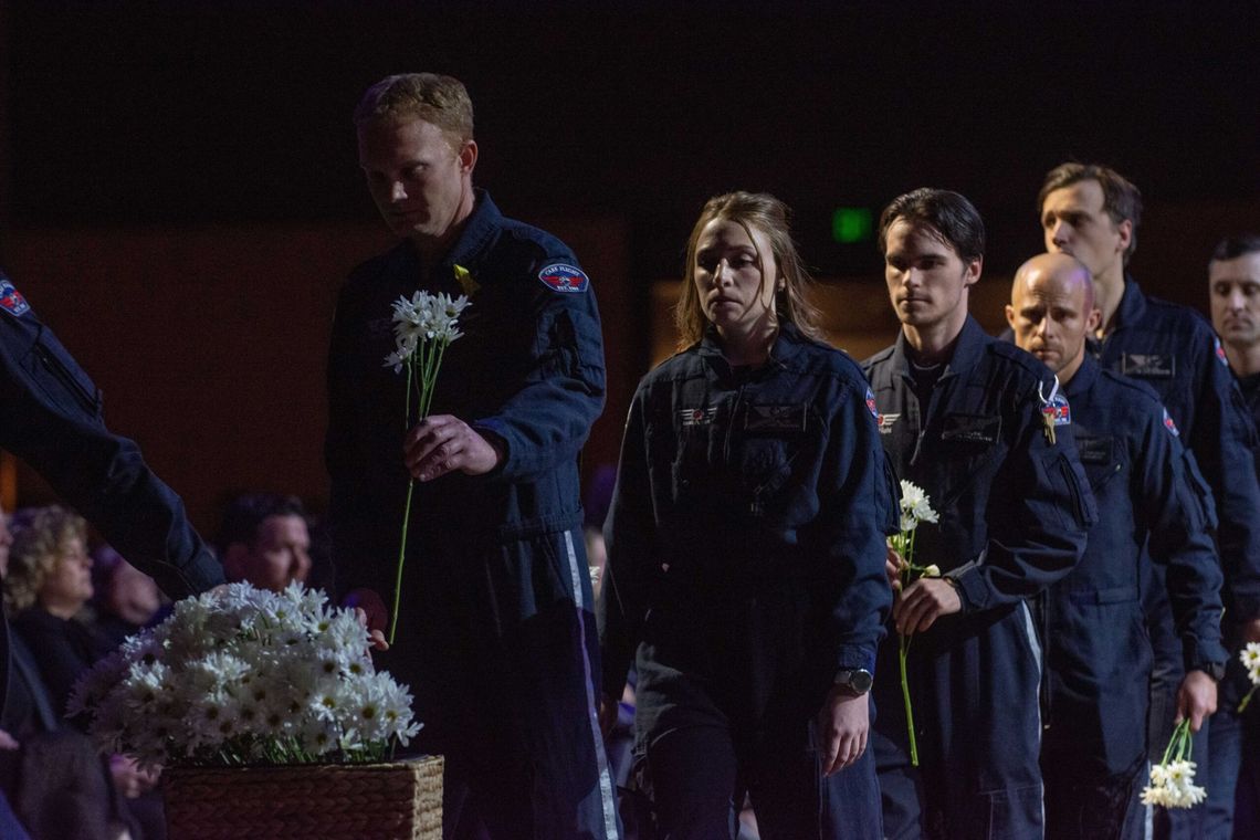Community memorial service and tribute honors crew lost in medical transport plane crash