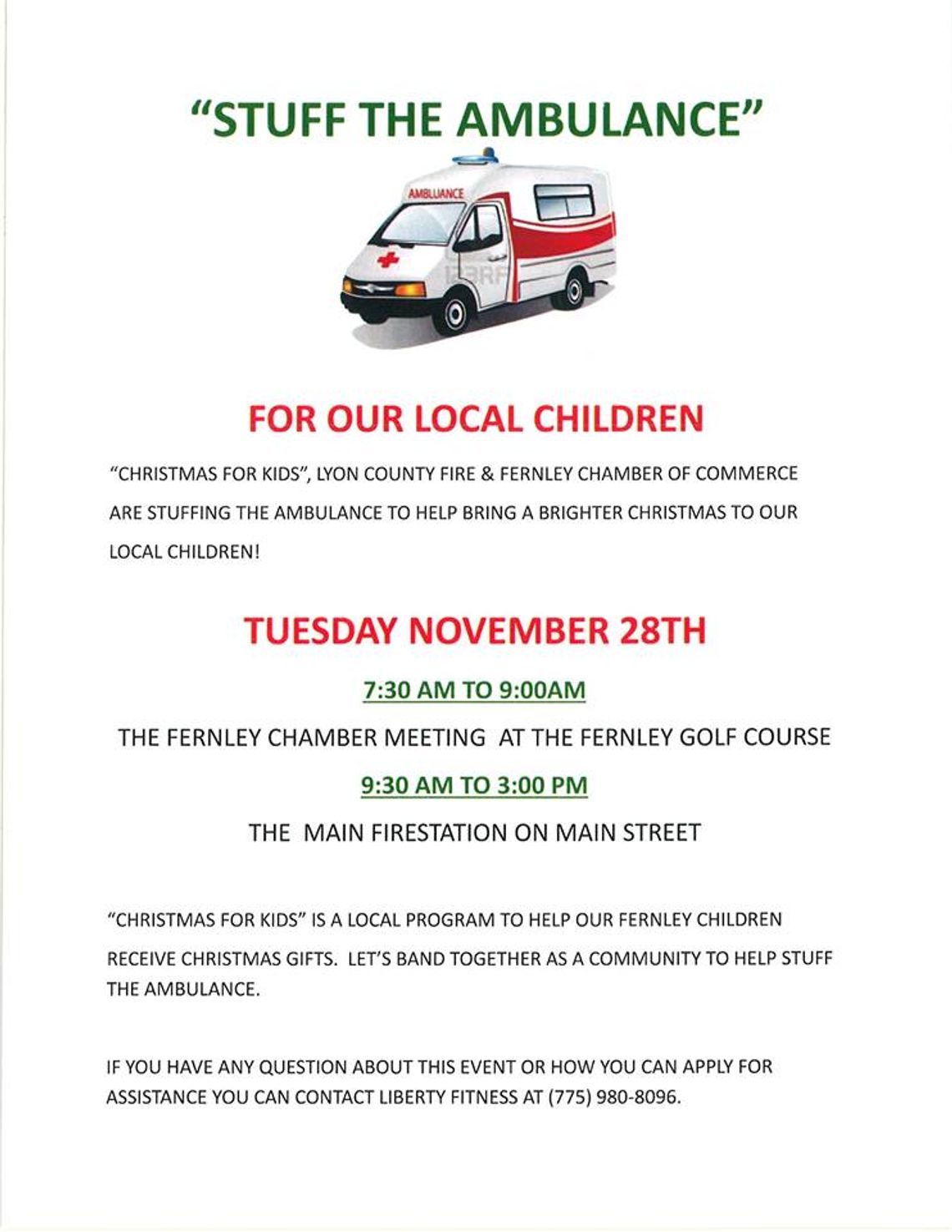 Donations accepted tomorrow for “Stuff the Ambulance”