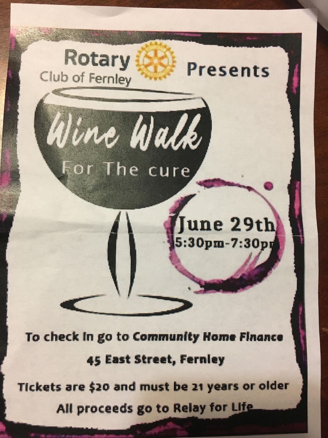 Fernley Rotary hosting wine walk for Relay for Life fundraiser