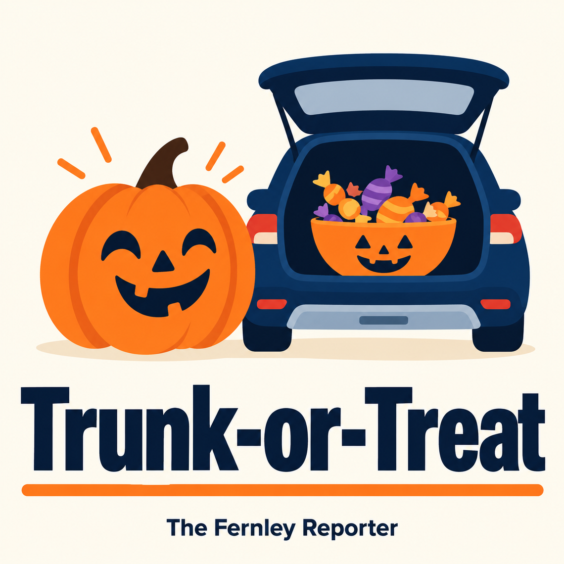 Trunk-or-Treat graphic with pumpkin and candy