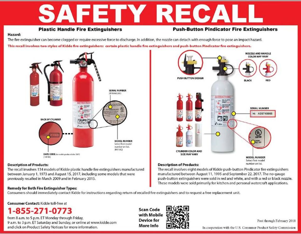 Fire Marshal urges checking for recalled fire extinguishers