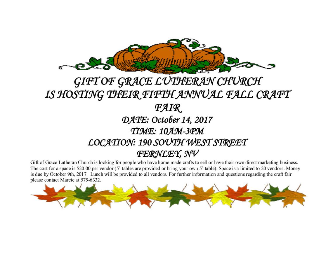 Gift of Grace seeking vendors for Fall Craft Fair