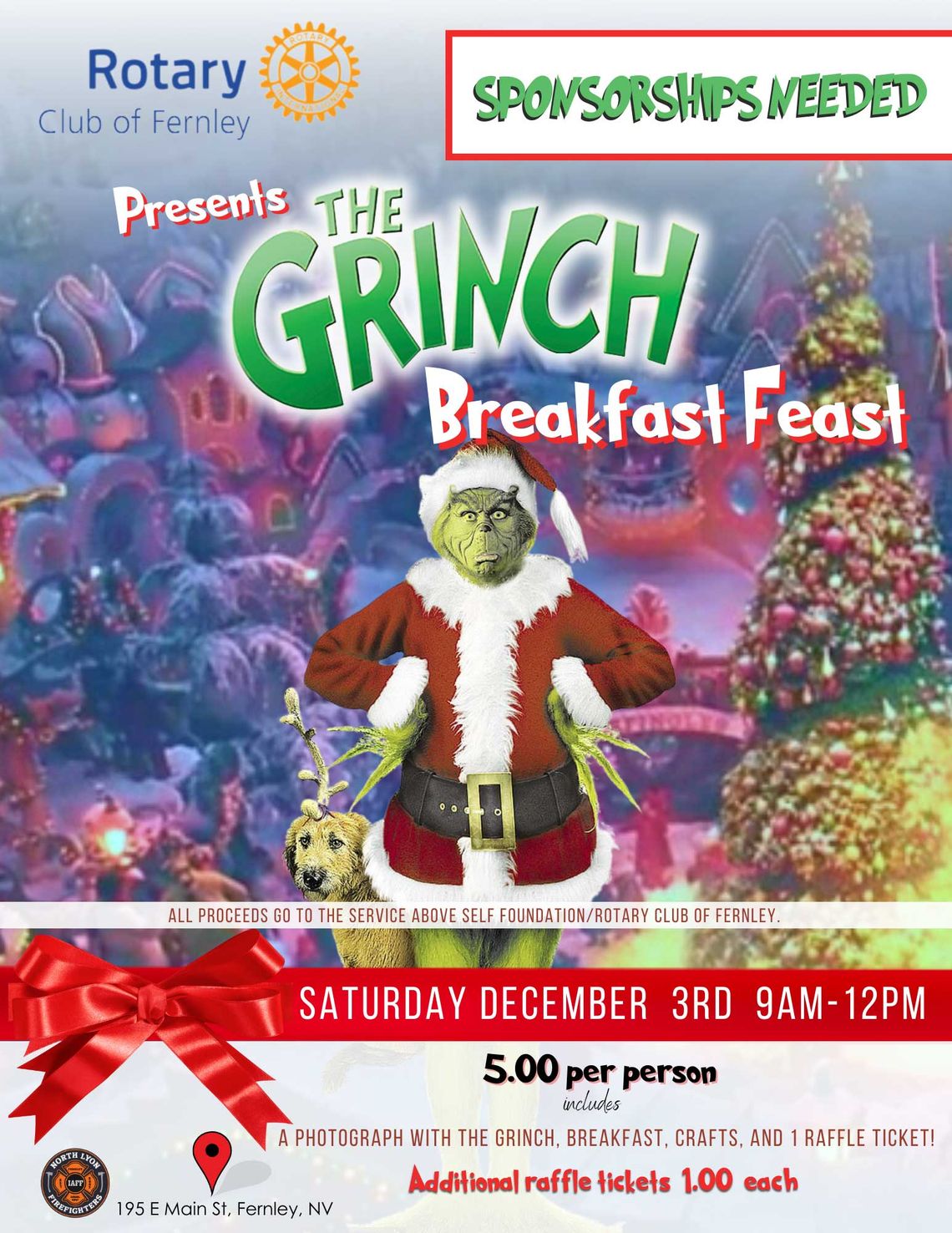 Have breakfast with the Grinch Dec. 3