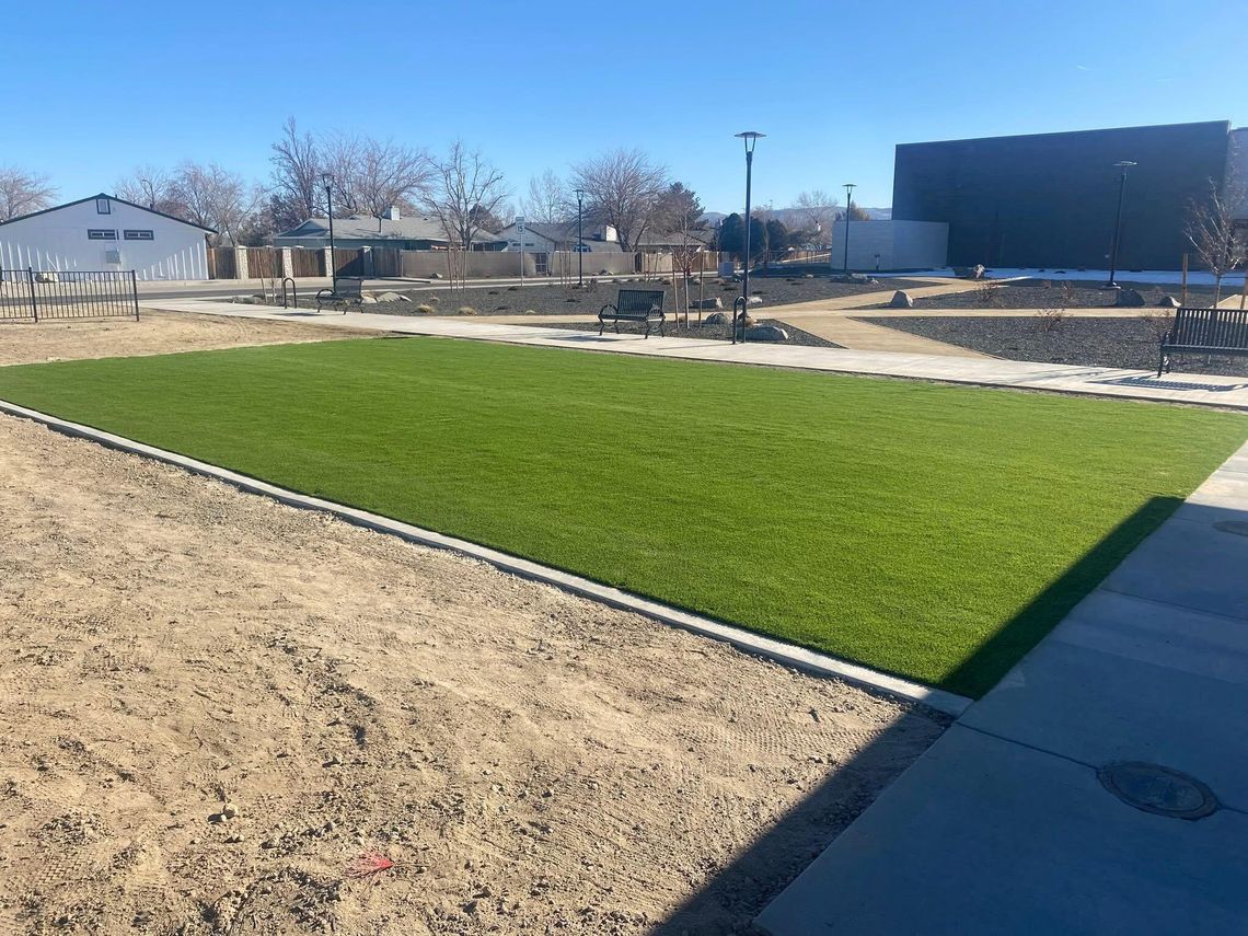 Installation of curbing and turf completed at Polaris Plaza