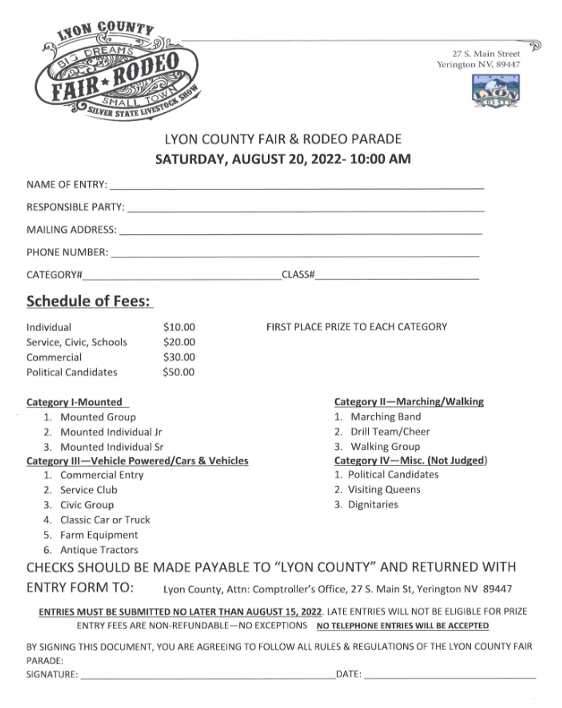 Parade entries needed for Lyon County Fair