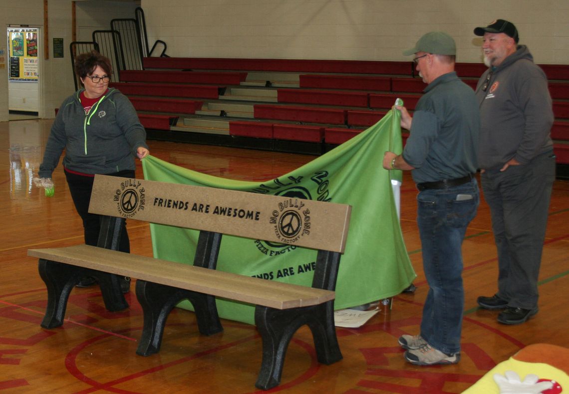 Pizza Factory designates “No Bully Zone” at FIS with donation of Buddy Bench
