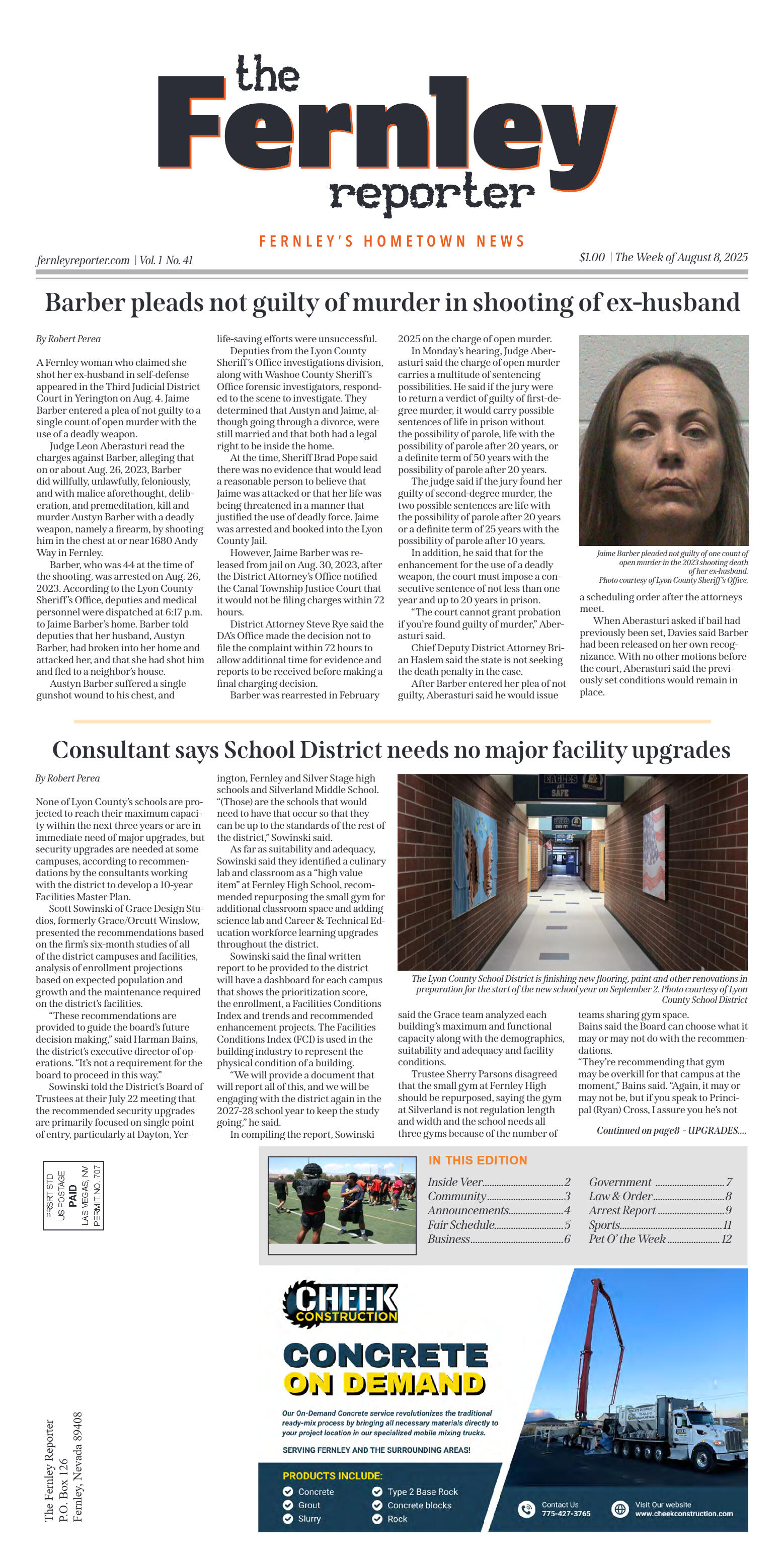 August 8, 2025 - Barber pleads not guilty of murde - page 1