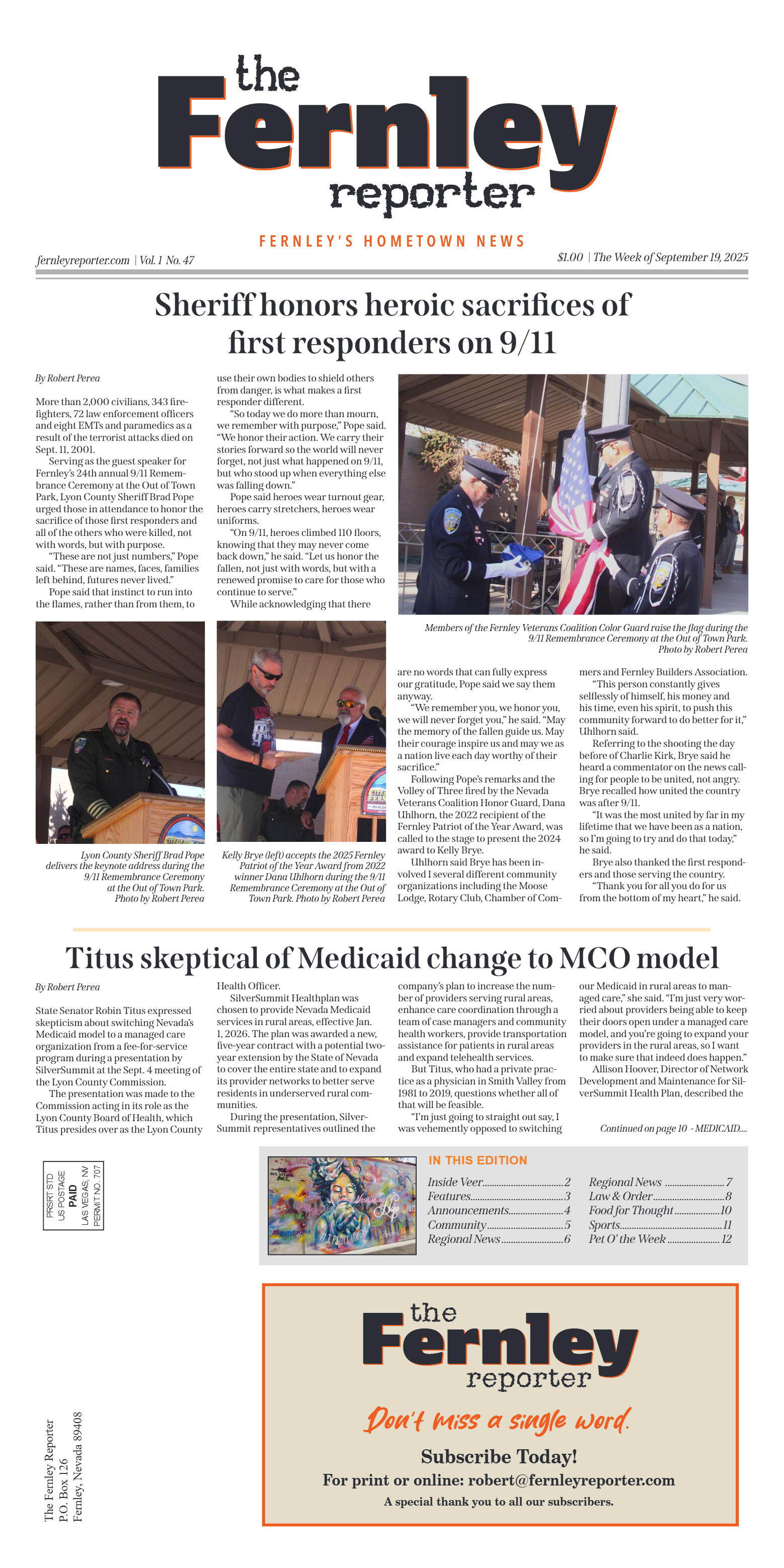 Sept. 19, 2025 Sheriff honors heroic sacrifices of - page 1
