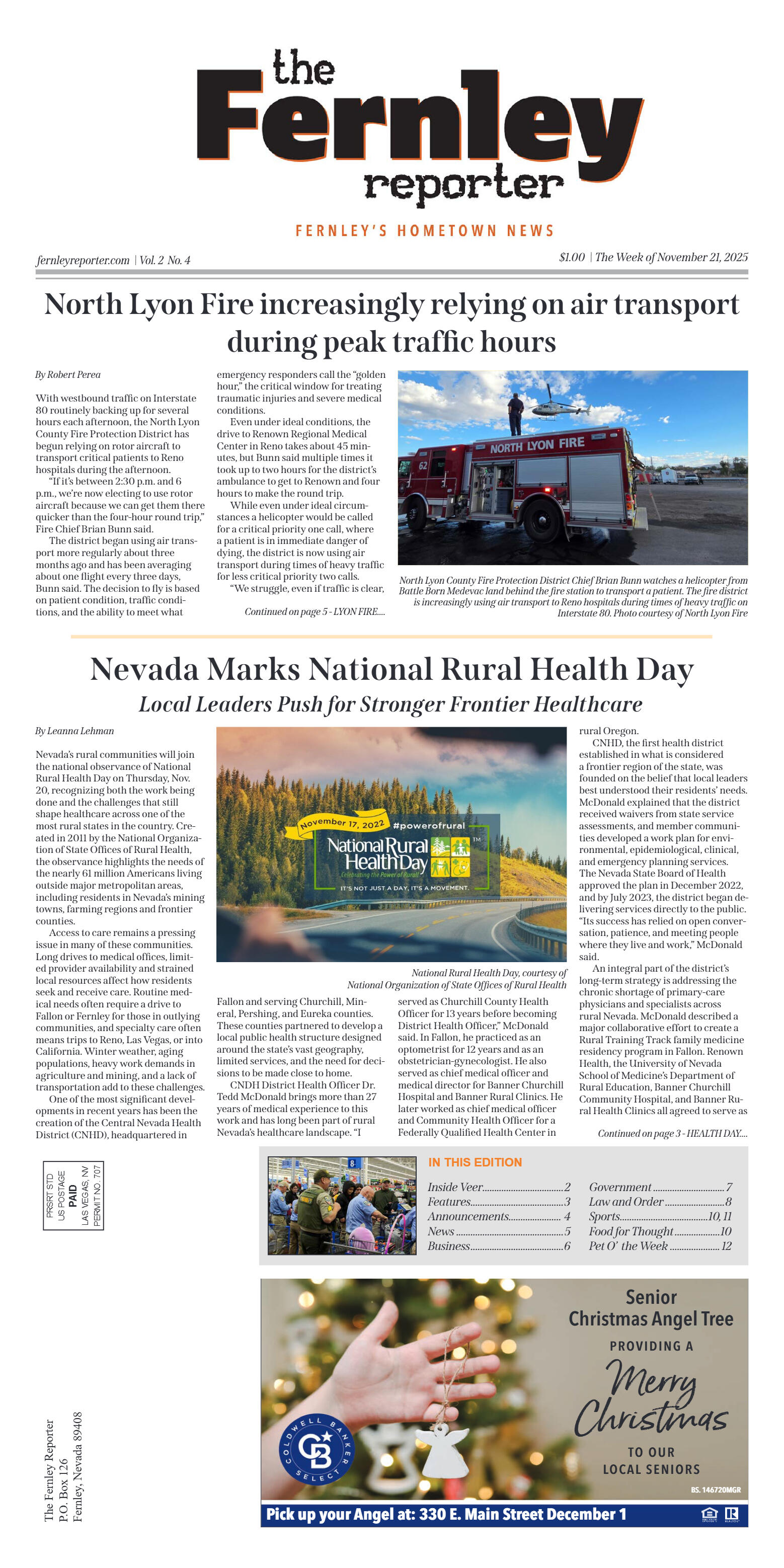 Nov. 21, 2025 - North Lyon Fire increasingly relyi - page 1