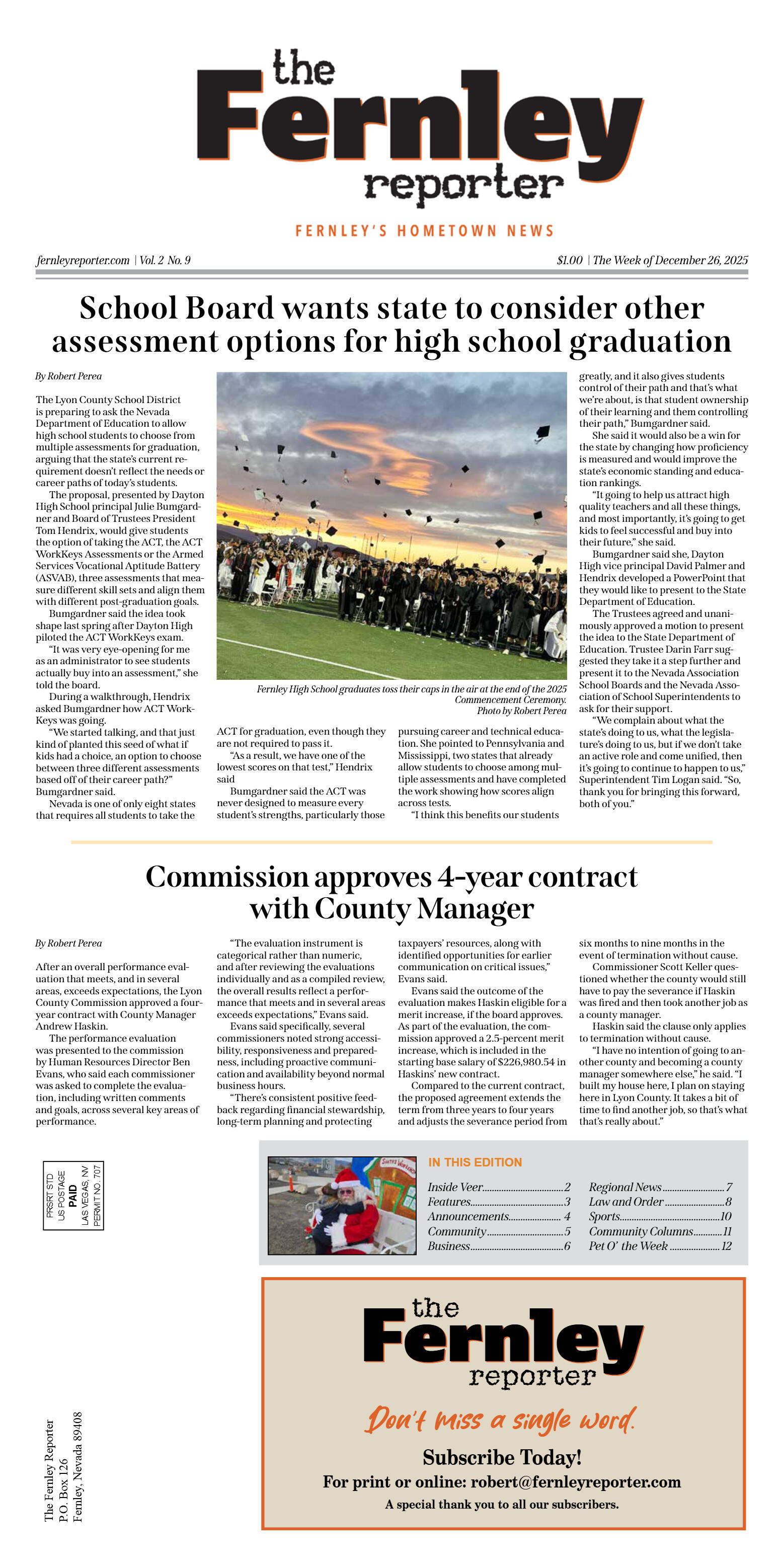 Dec. 26 - School Board wants state to consider oth - page 1