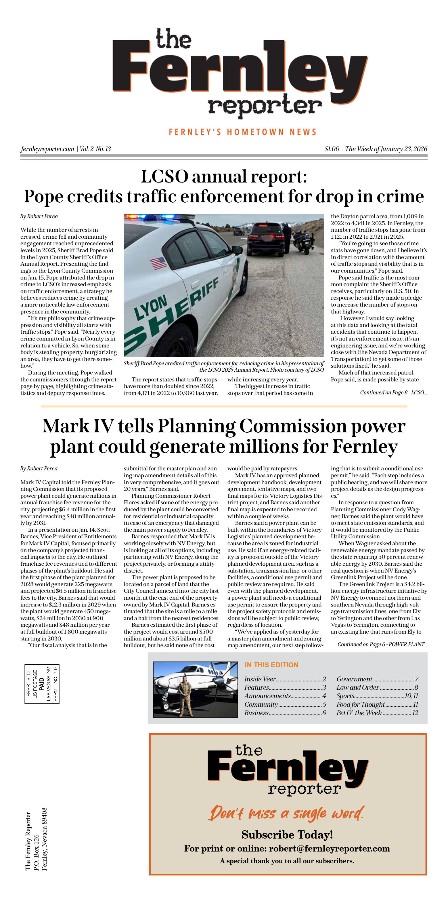 Jan. 23, 2026 - LCSO annual report: Pope credits t - page 1