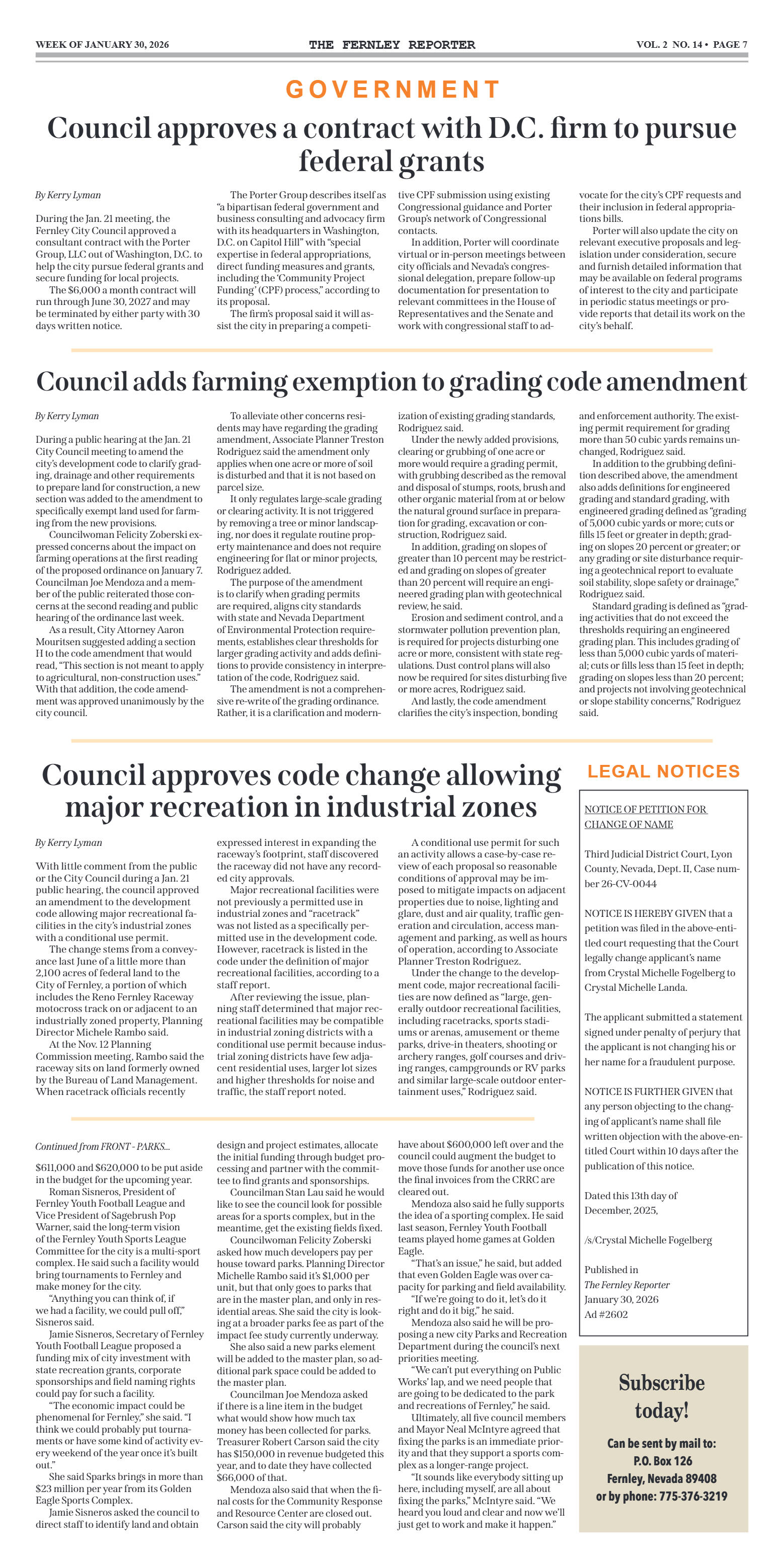 Jan. 30, 2026 - Students, sports groups urge City  - page 7