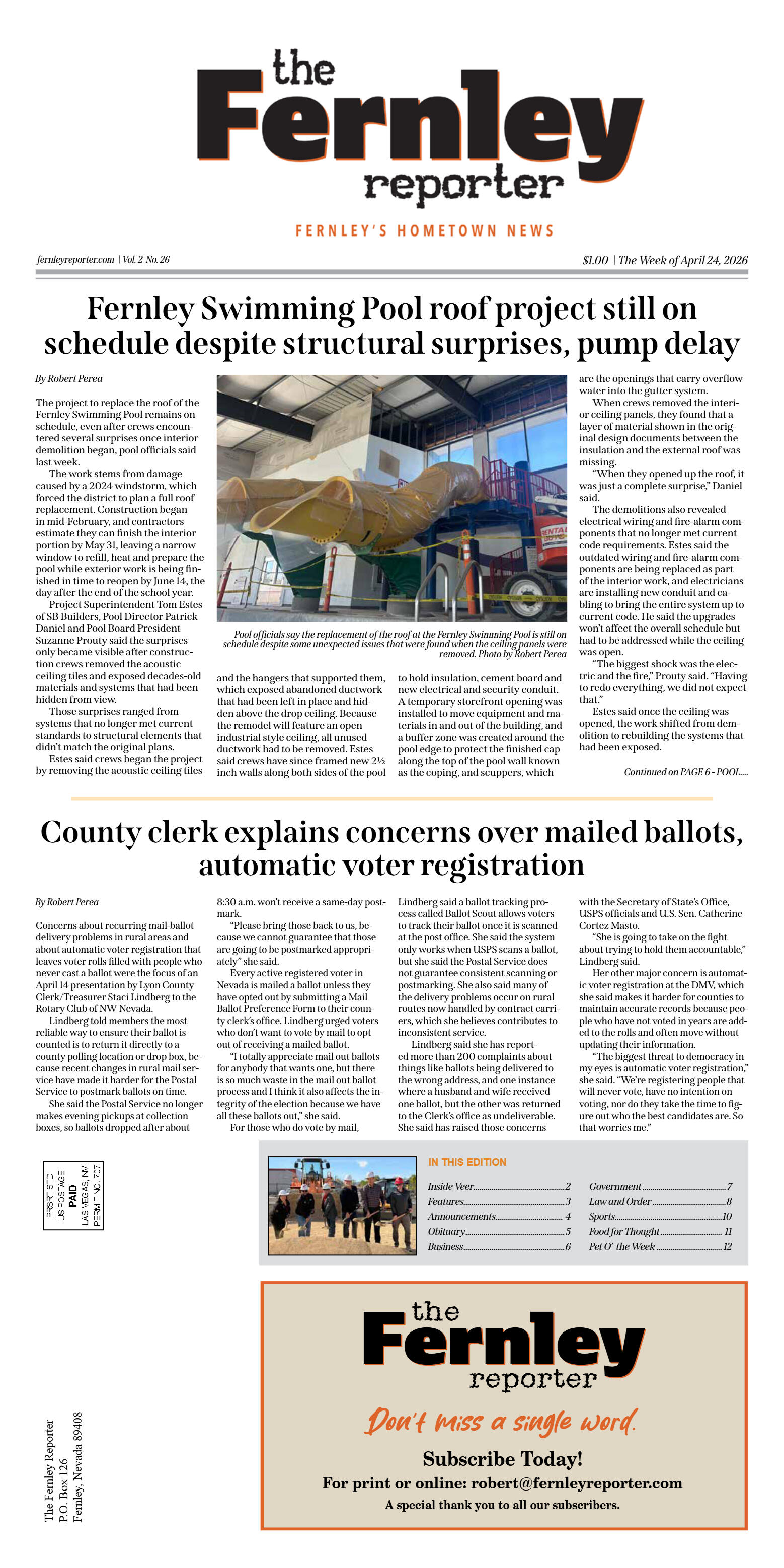 April 24, 2026 - Fernley Swimming Pool roof projec - page 1