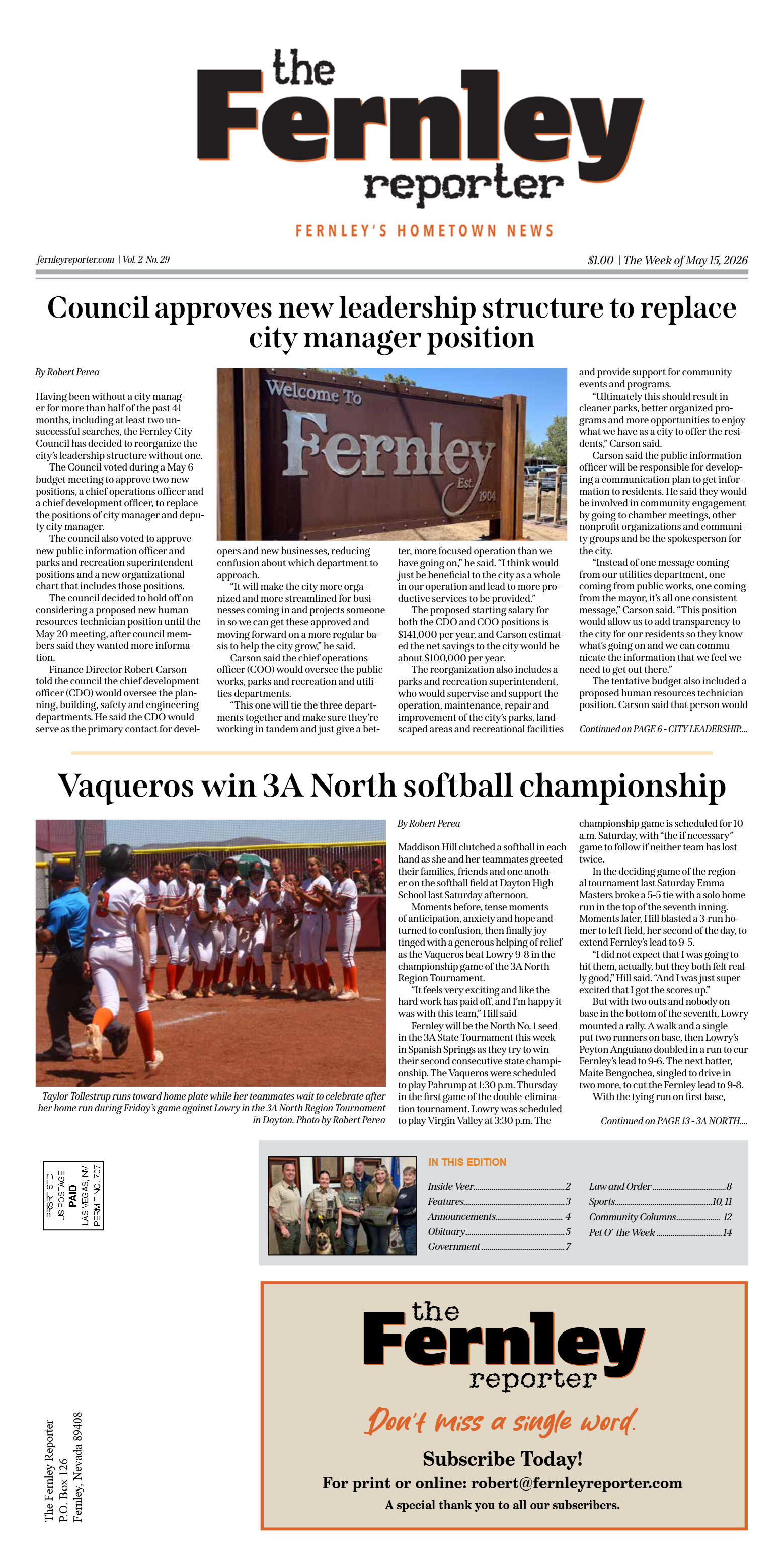 May 15, 2026 - Council approves new leadership str - page 1