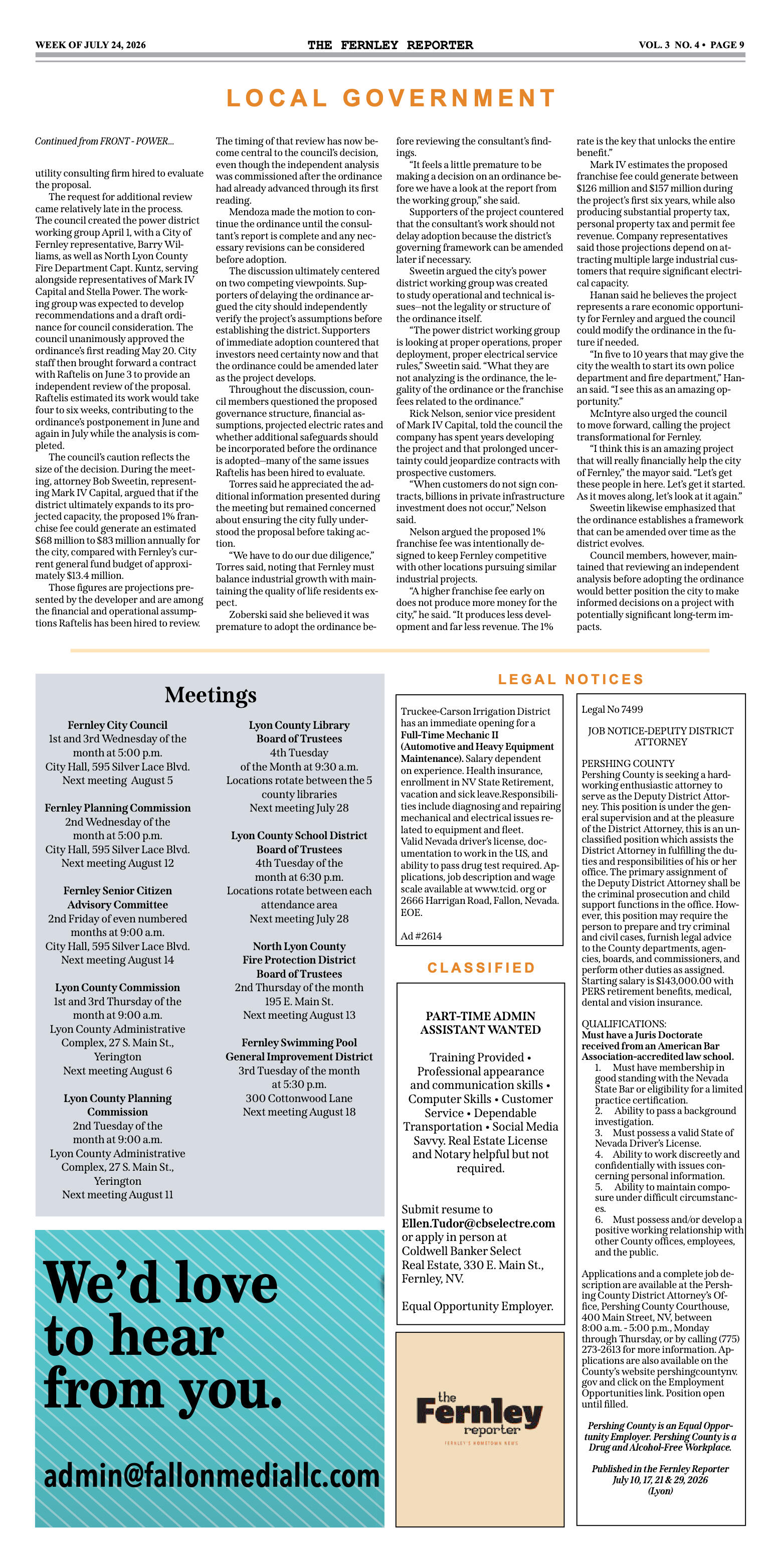 July 24, 2026 : The Fernley Reporter - page 9