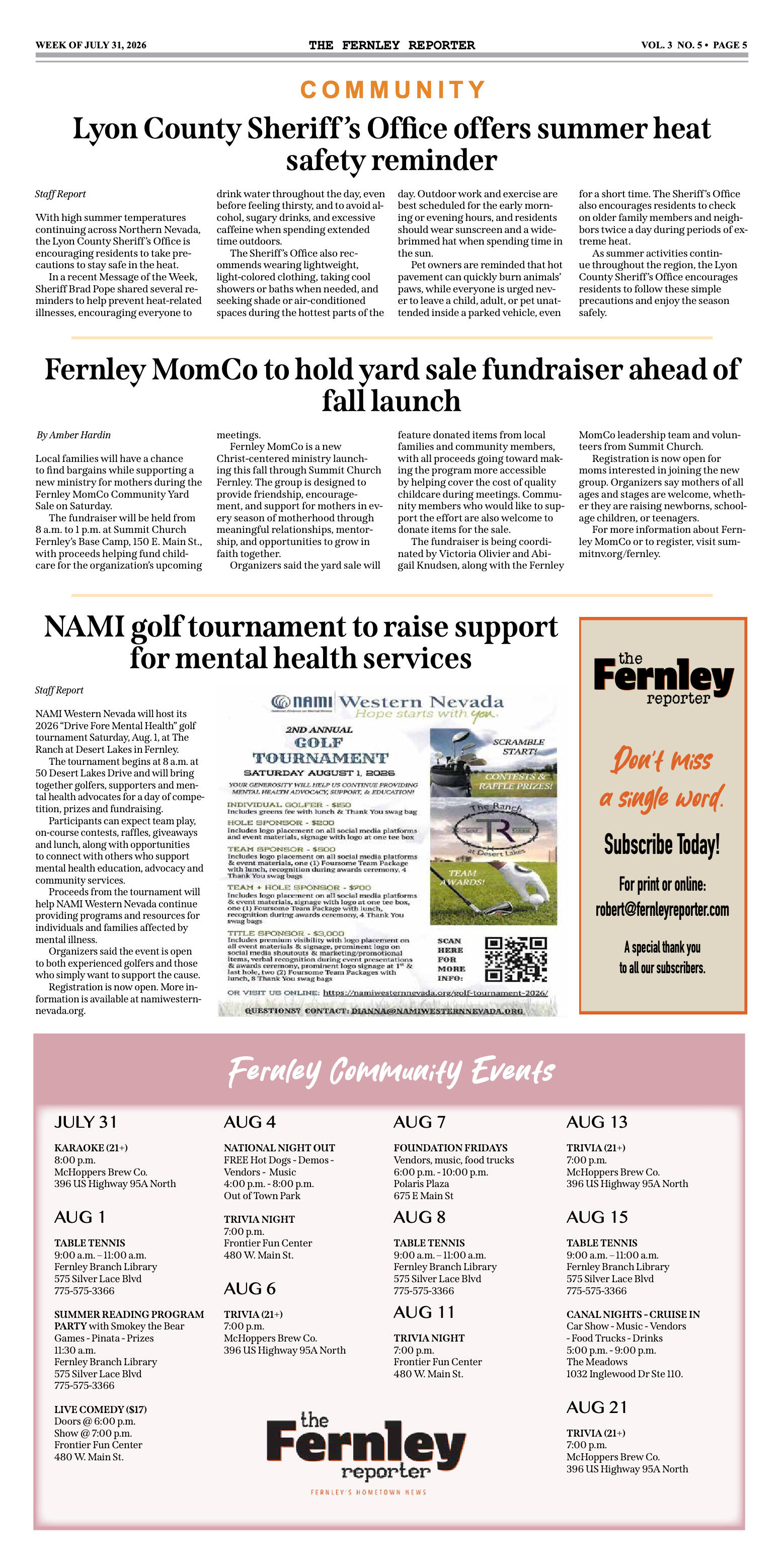 July 31, 2026 - The Fernley Reporter - page 5