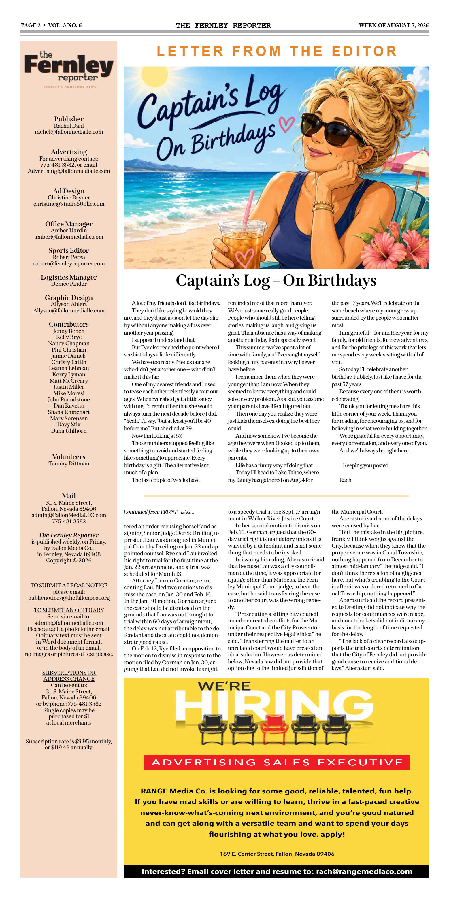 August 7, 2026 - The Fernley Reporter - page 2